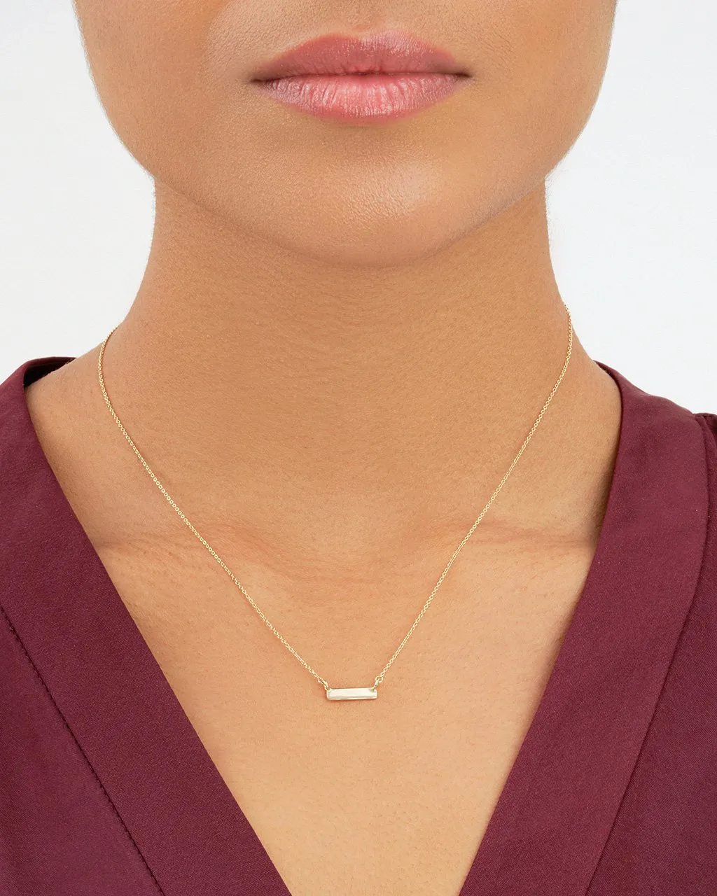 14K Gold Mini Bar Pendant Necklace