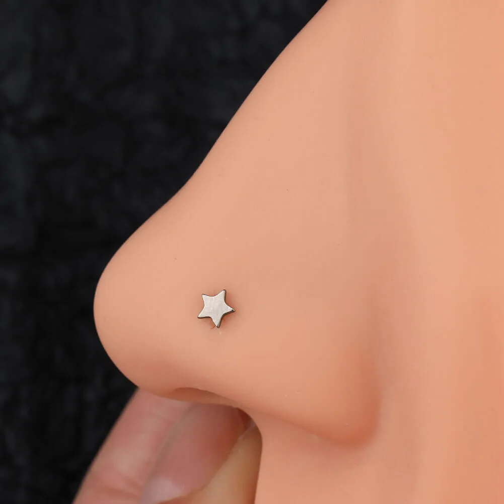 20G Titanium S-shaped Star Nostril Screw Ring