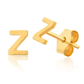 9ct Gold Mini Initial "Z" Stud Earrings