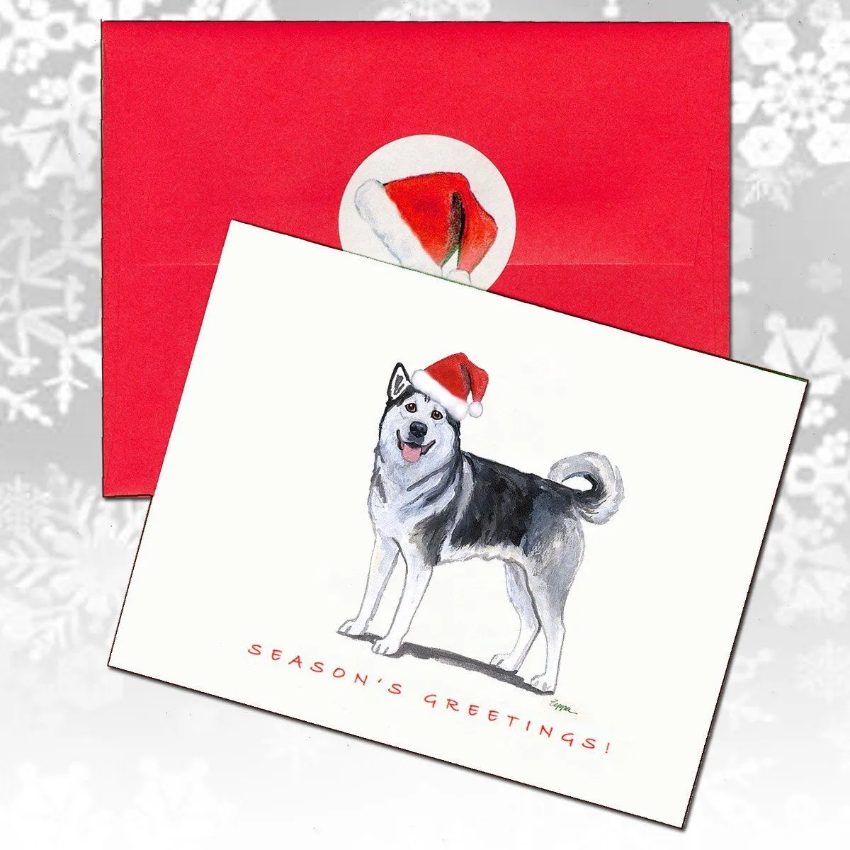 Alaskan Malamute Christmas Note Cards