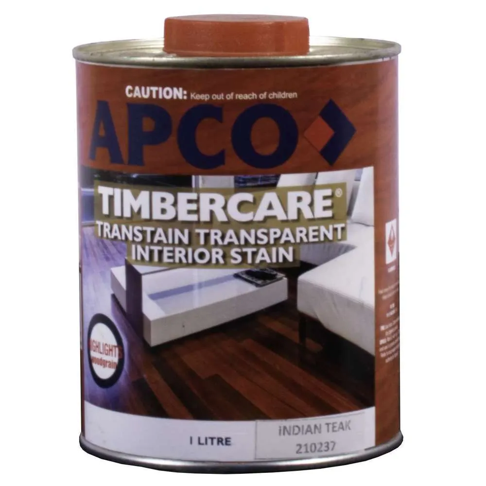 Apco Timbercare Transtain Transparent Stain Indian Teak 1L