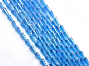 Aqua Blue Transparent Rainbow Conical Crystal Beads