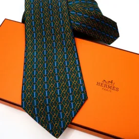 Authentic Vintage Hermes Silk Tie 989 SA Early Collection Blue