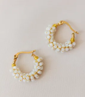 Cascara Mother of Pearl Mini Hoop Earrings