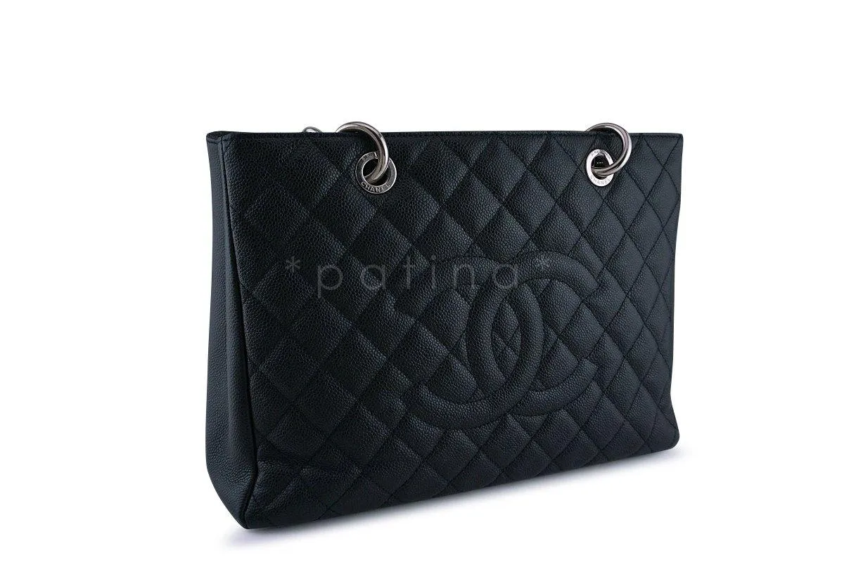 Chanel Black Caviar Classic Grand Shopper Tote GST Shopping Bag SHW