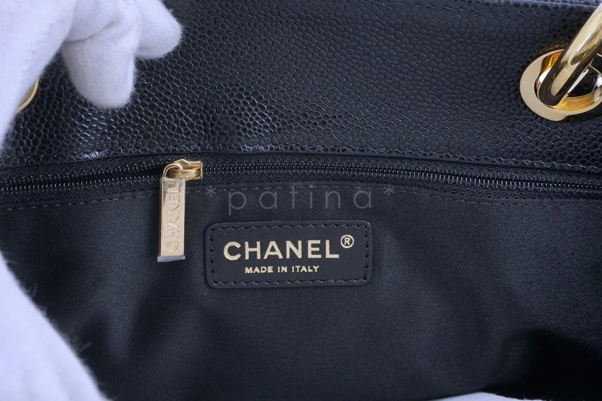 Chanel Black  Caviar Grand Shopper Tote GST Bag GHW