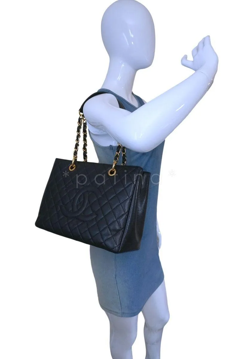 Chanel Black  Caviar Grand Shopper Tote GST Bag GHW