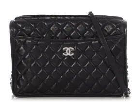 Chanel Black Quilted Shiny Calfskin Camera Bag