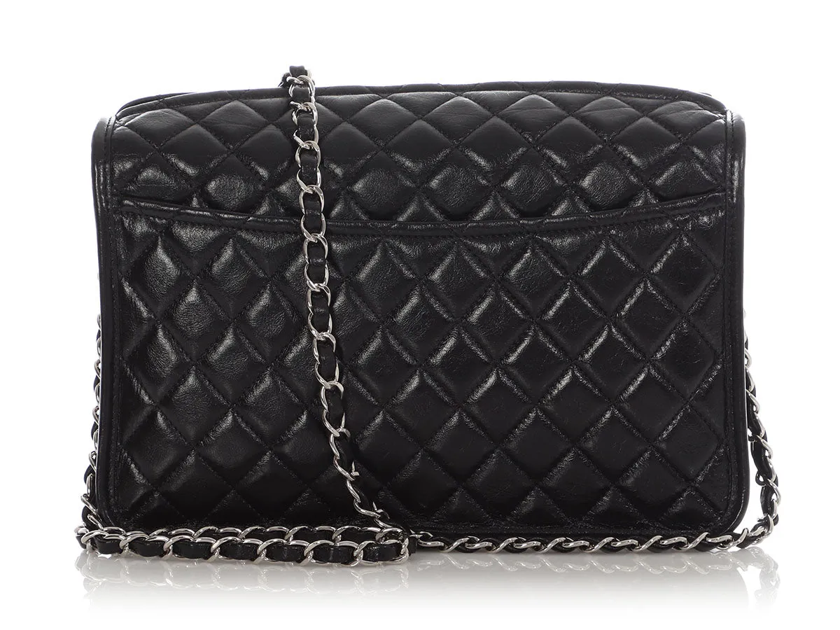 Chanel Black Quilted Shiny Calfskin Camera Bag