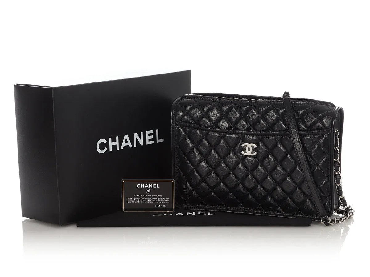 Chanel Black Quilted Shiny Calfskin Camera Bag