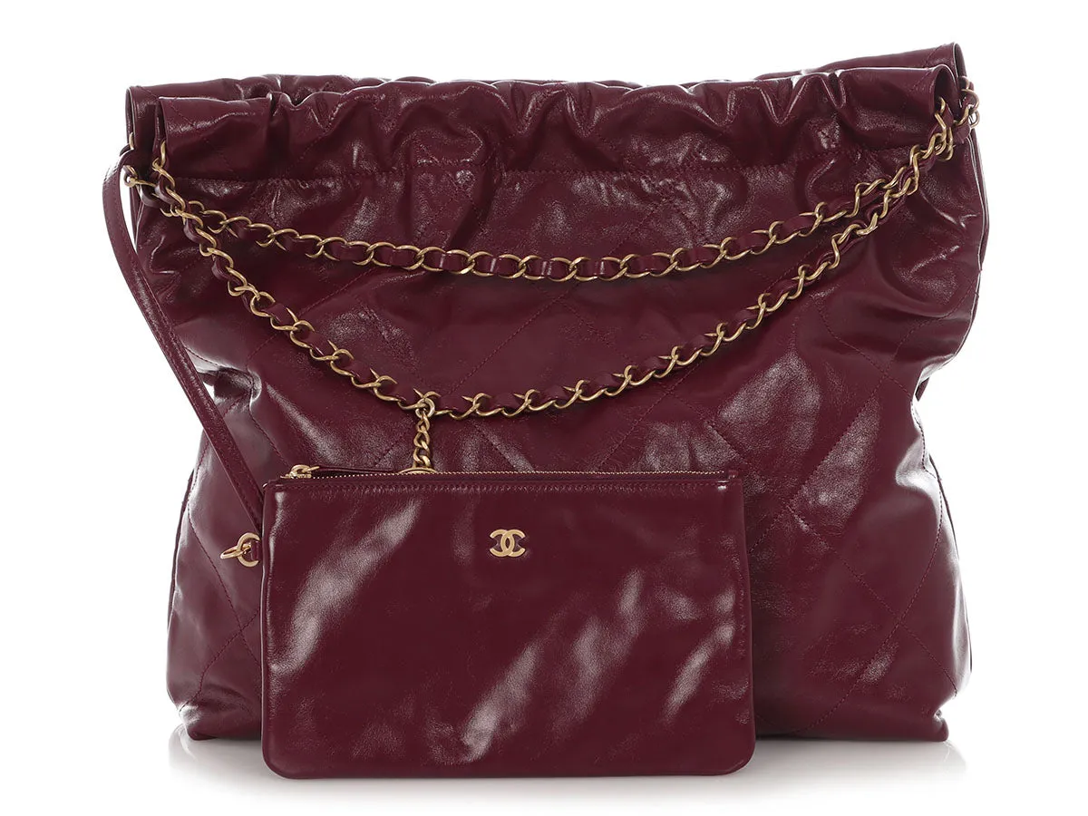 Chanel Medium Burgundy Shiny Quilted Calfskin 22