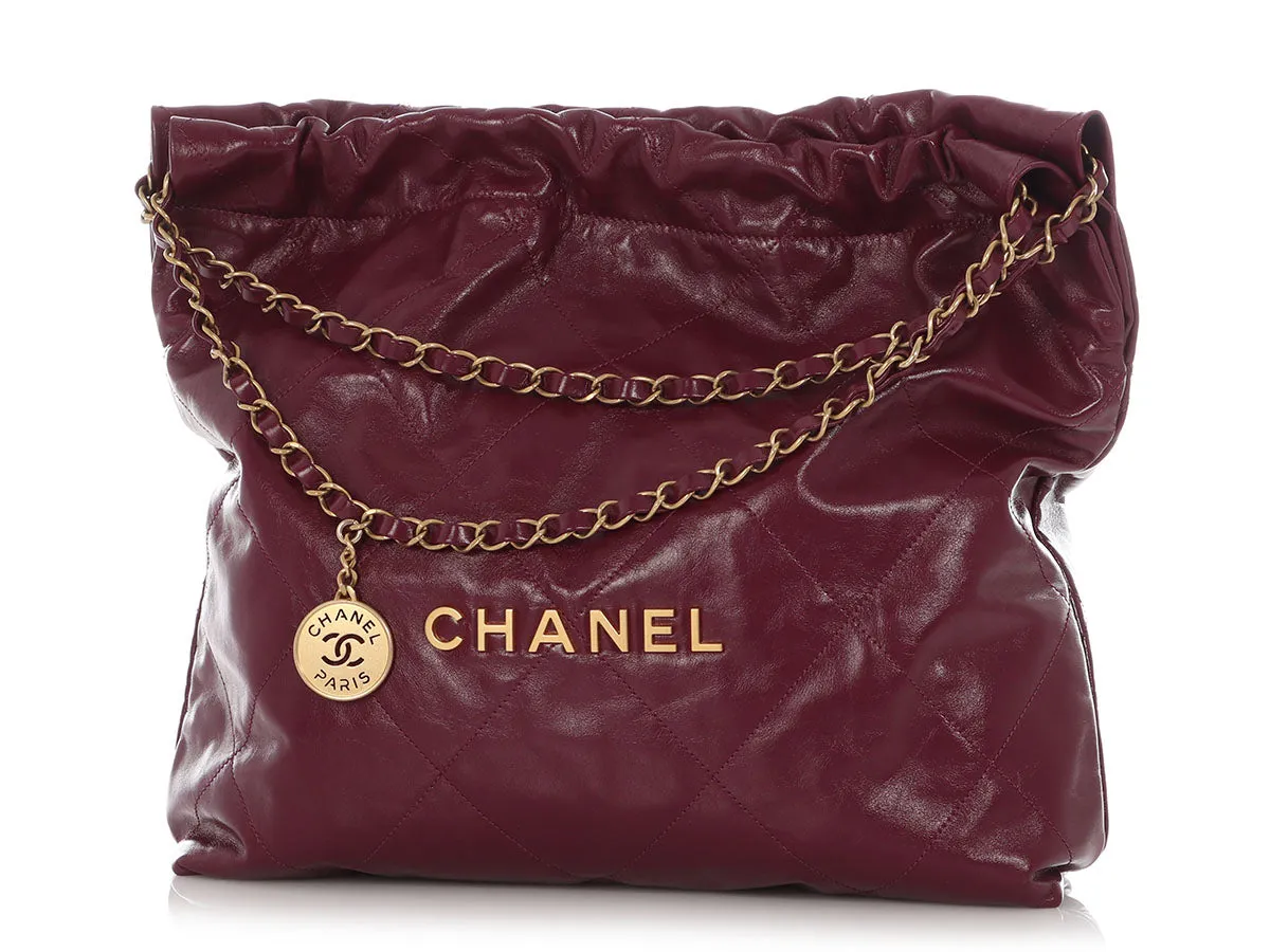 Chanel Medium Burgundy Shiny Quilted Calfskin 22