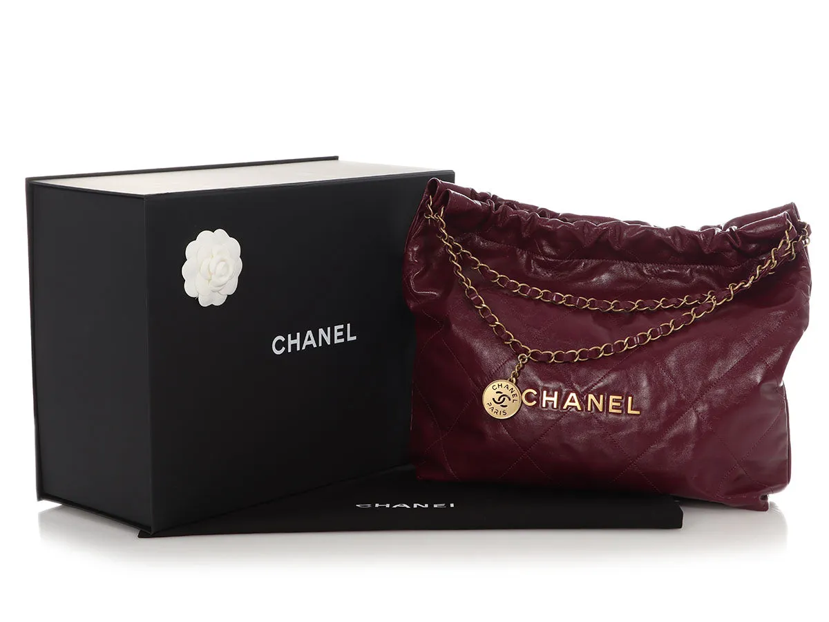 Chanel Medium Burgundy Shiny Quilted Calfskin 22