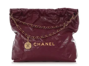 Chanel Medium Burgundy Shiny Quilted Calfskin 22