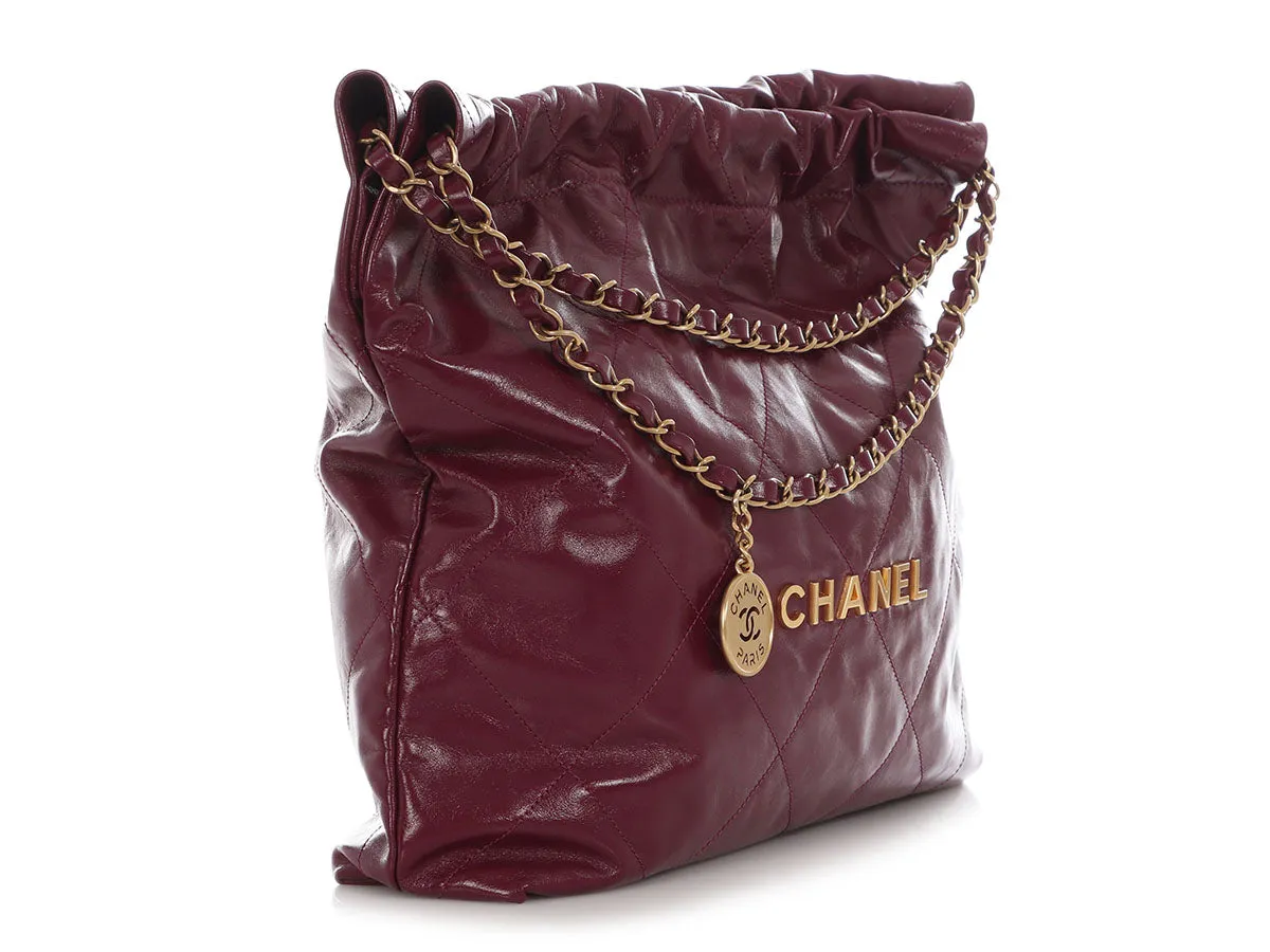 Chanel Medium Burgundy Shiny Quilted Calfskin 22