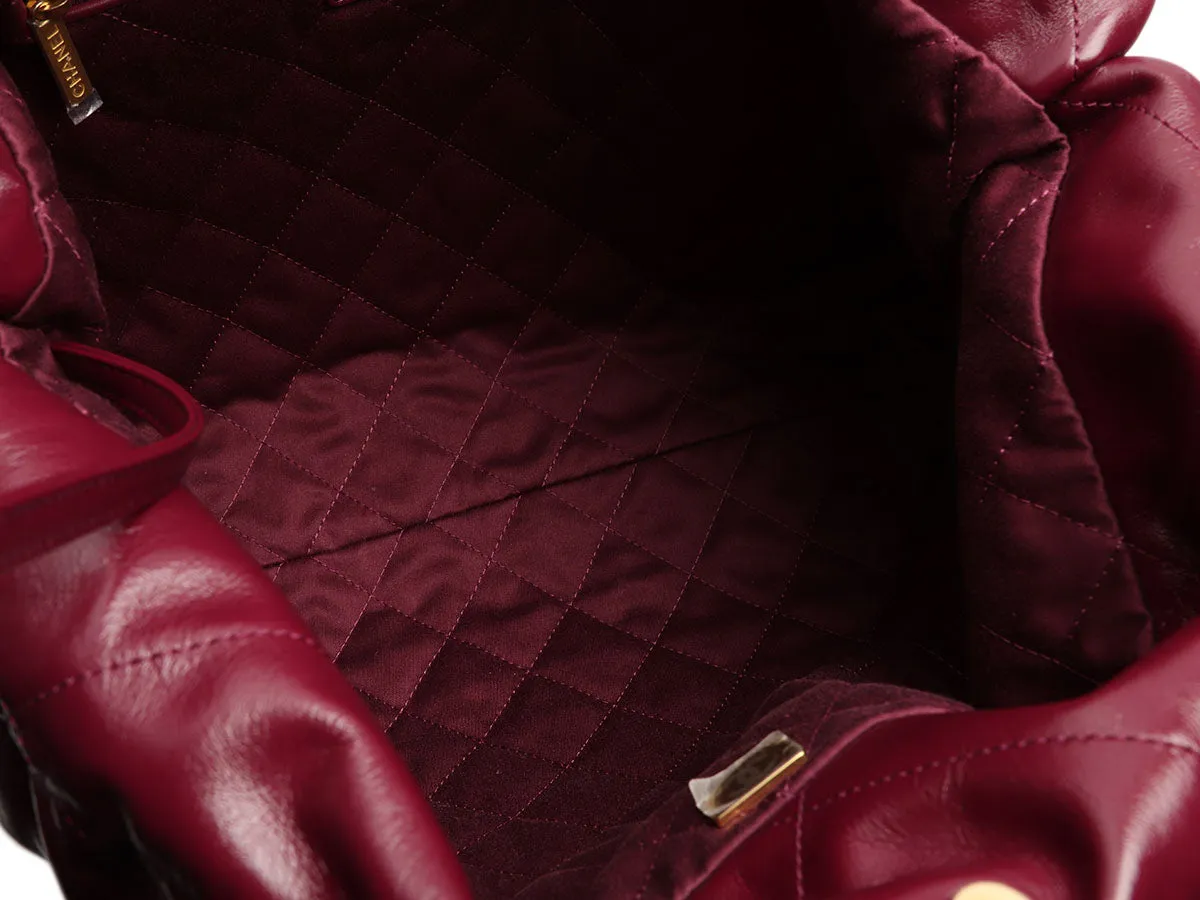 Chanel Medium Burgundy Shiny Quilted Calfskin 22