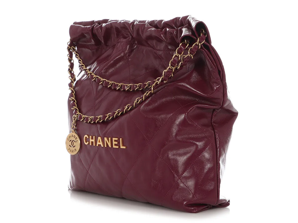 Chanel Medium Burgundy Shiny Quilted Calfskin 22