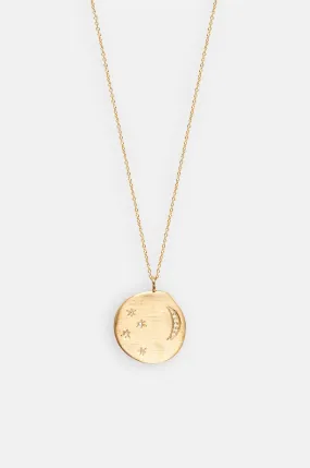 Divine Hours Large Sparkle Moon & Stars Gold Necklace