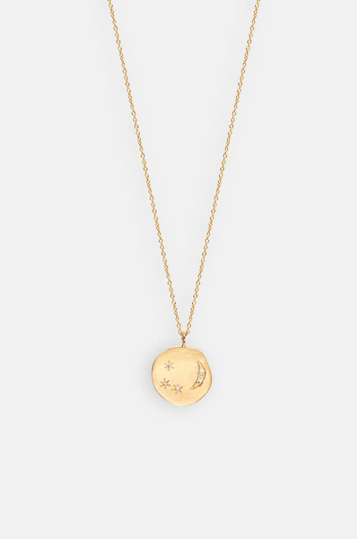 Divine Hours Small Sparkle Moon & Stars Gold Necklace