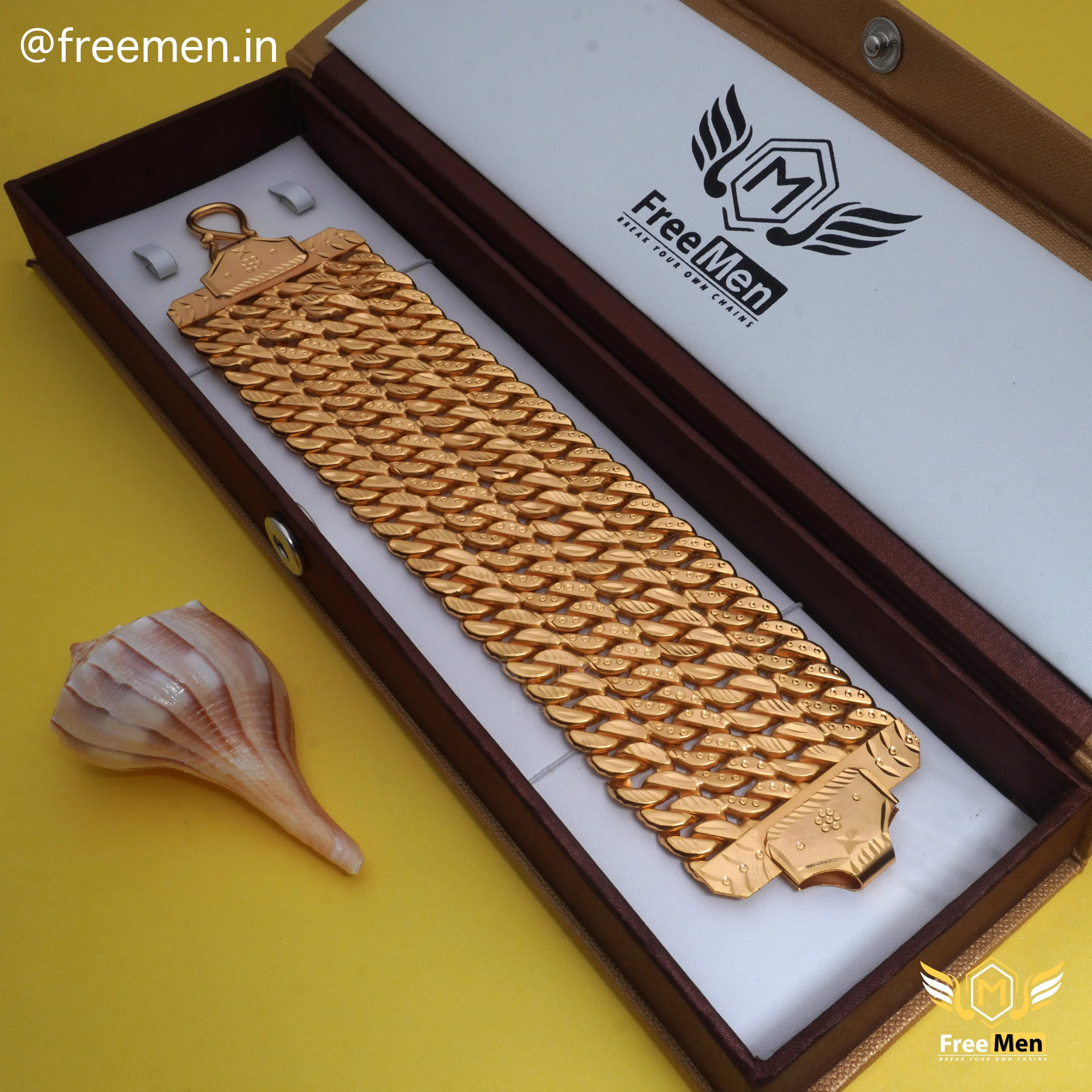 Freemen Four Line Golden Bracelet For Men - FM144