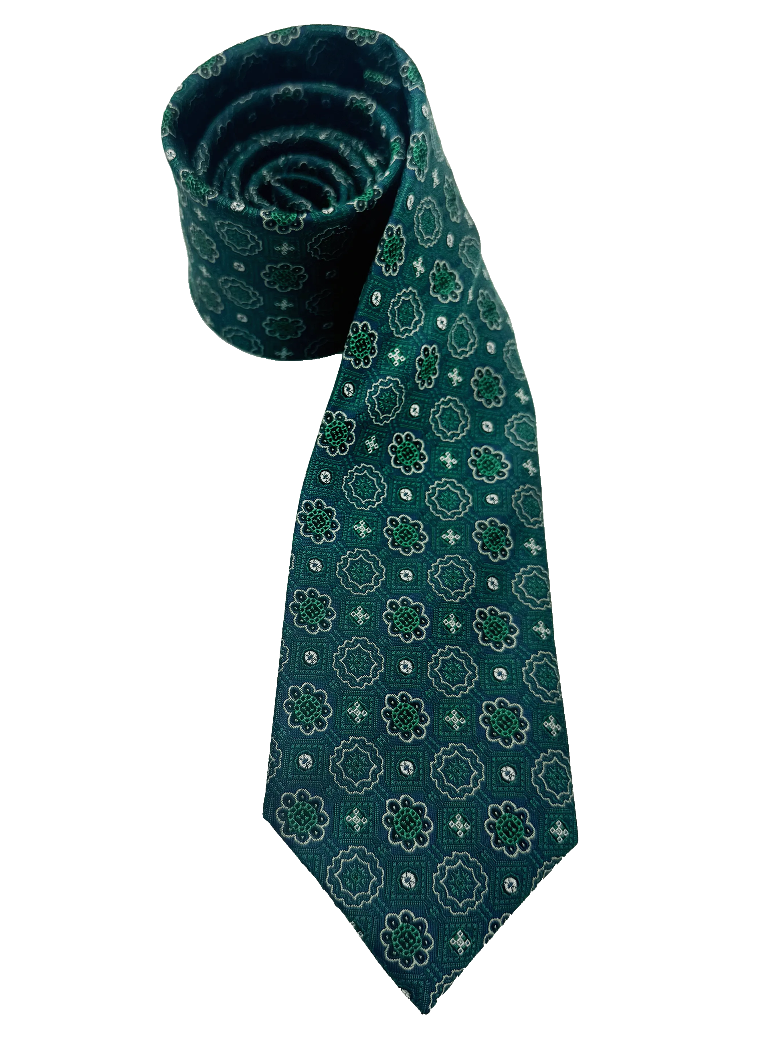 Green Tile Print Silk Tie