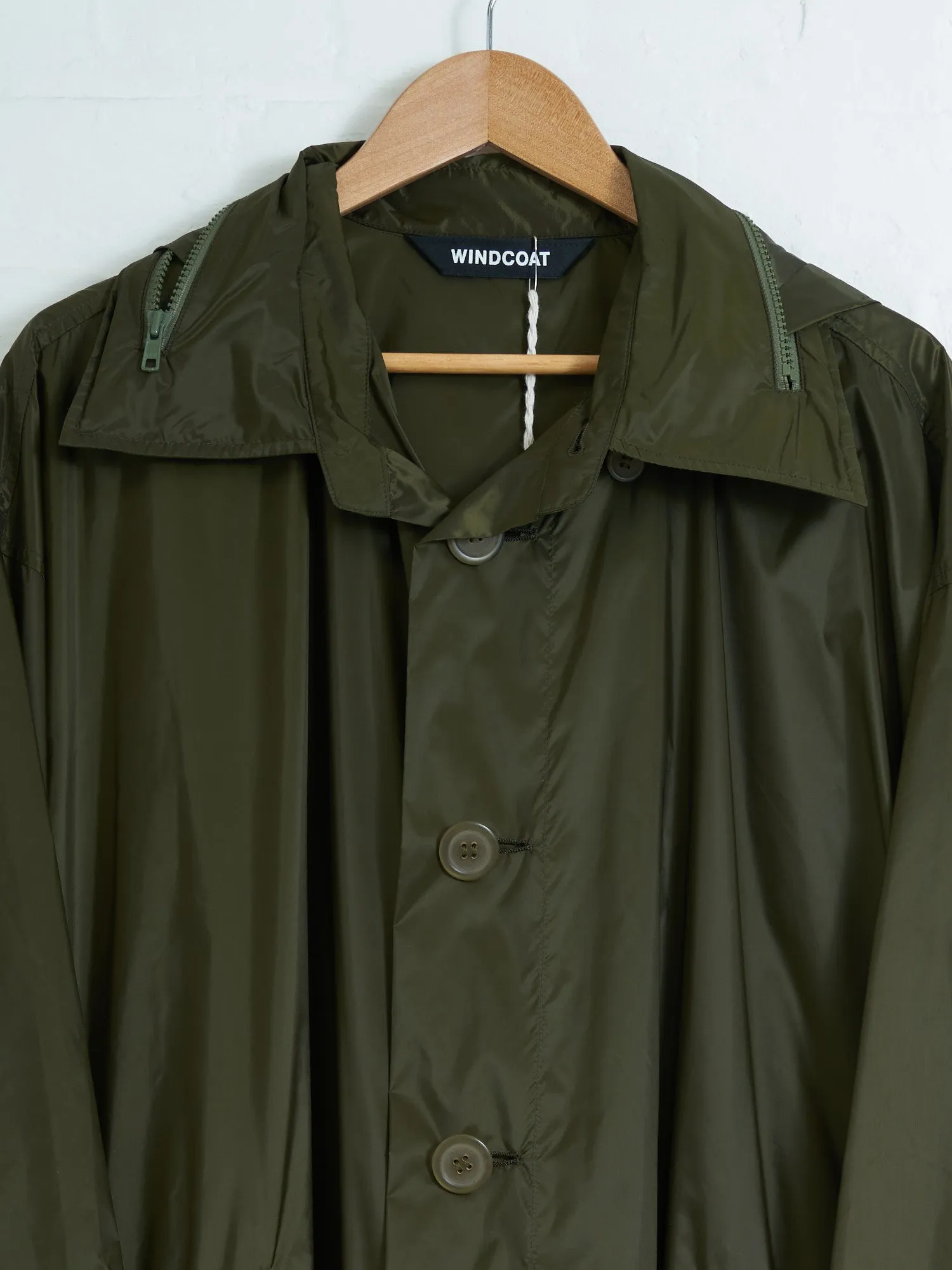 Issey Miyake Windcoat SS2000 shiny green nylon hooded rectangle coat - M