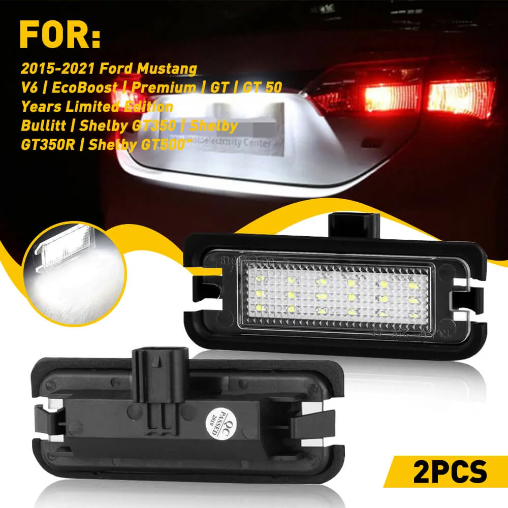 LED License Plate Lights Tag Light Lamp Assembly for 2015-2022 Ford Mustang