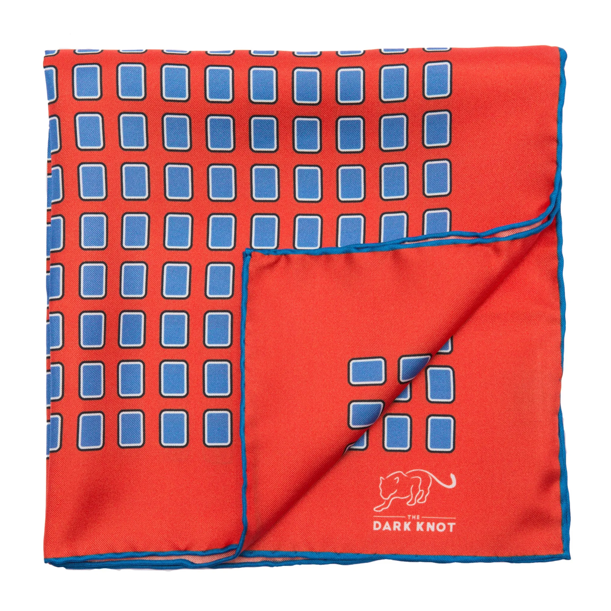 Manchester Abstract Silk Pocket Square, Red / Blue