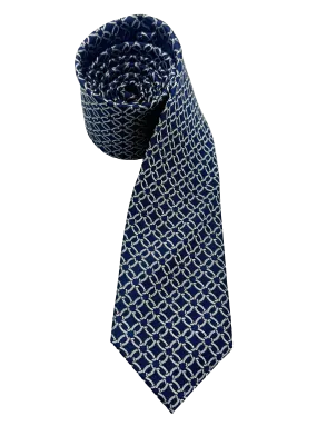 Navy Chainmail Print Silk Tie