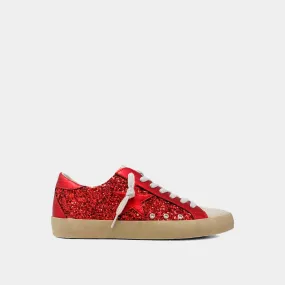 Shu Shop Paula Red Glitter Star Sneaker