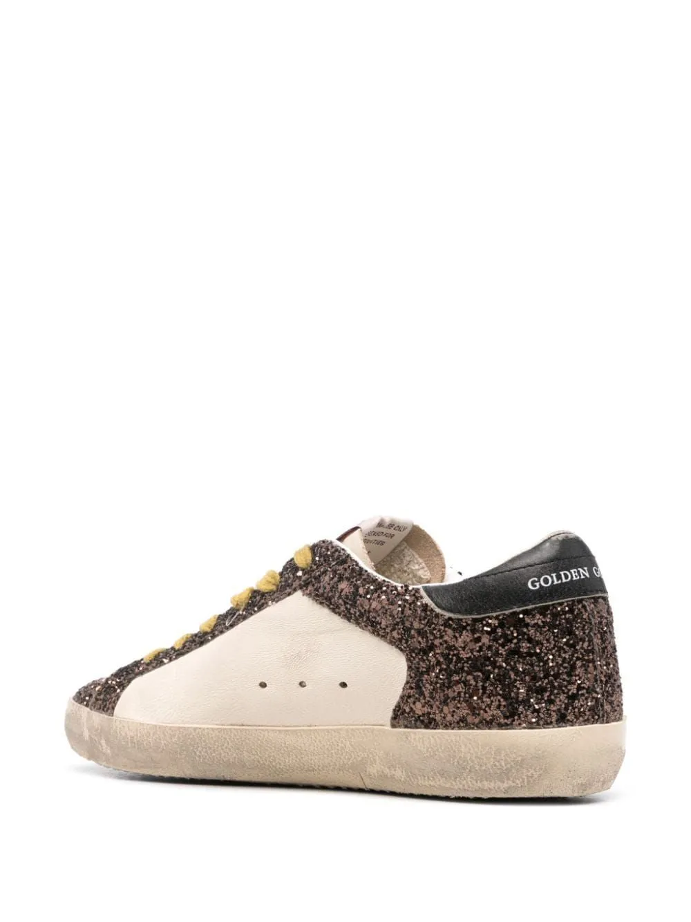 SUPER-STAR WHITE/BROWN SNEAKERS WITH GLITTER