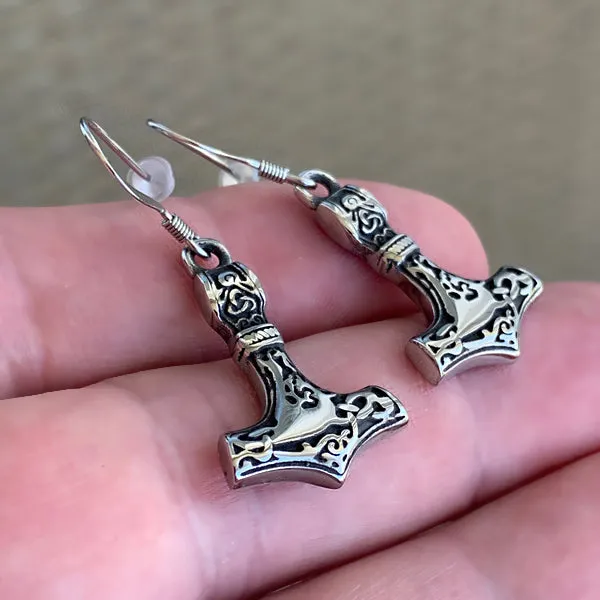 Thor's Hammer Earrings - Stainless Steel