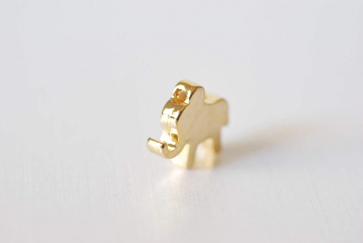 Vermeil Shiny Gold Elephant Charm- 18k gold plated over sterling silver, Elephant Pendant Charm, Vermeil Gold Elephant Bead, Beads, 100