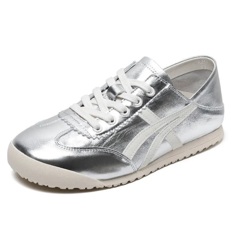 Women Fashion Soft Leather Casual Trainers Sneakers