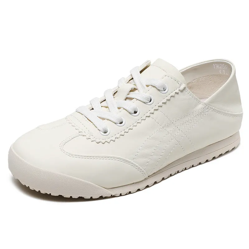 Women Fashion Soft Leather Casual Trainers Sneakers